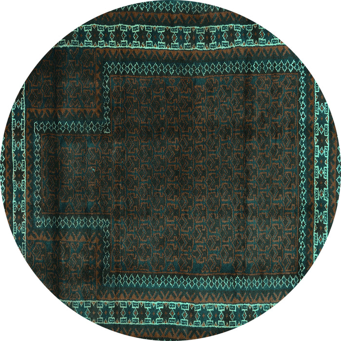 Round Machine Washable Persian Turquoise Traditional Area Rugs, wshtr2373turq