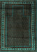 Machine Washable Persian Turquoise Traditional Area Rugs, wshtr2373turq