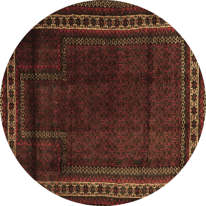 Round Persian Brown Traditional Rug, tr2373brn