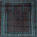 Square Machine Washable Persian Light Blue Traditional Rug, wshtr2373lblu