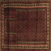 Square Machine Washable Persian Brown Traditional Rug, wshtr2373brn