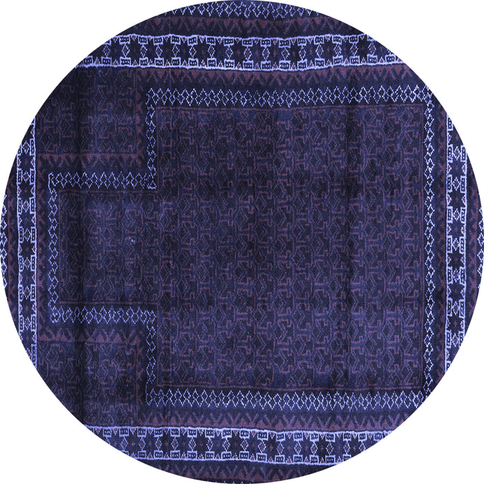 Round Machine Washable Persian Blue Traditional Rug, wshtr2373blu
