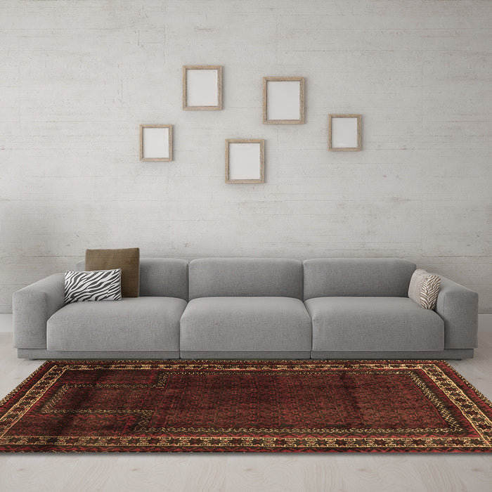 Machine Washable Persian Brown Traditional Rug in a Living Room,, wshtr2373brn