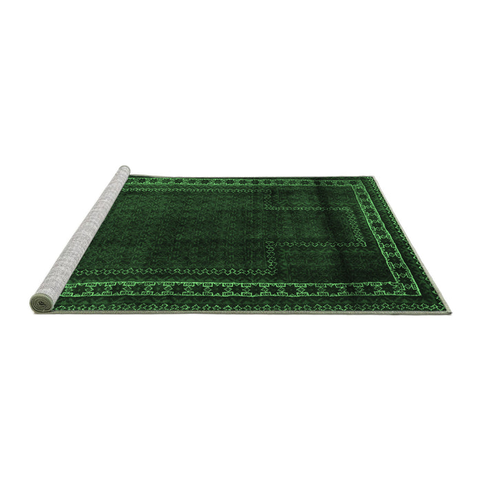 Sideview of Machine Washable Persian Emerald Green Traditional Area Rugs, wshtr2373emgrn