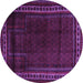 Round Machine Washable Persian Purple Traditional Area Rugs, wshtr2373pur