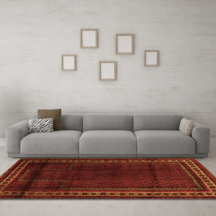 Machine Washable Persian Orange Traditional Area Rugs in a Living Room, wshtr2373org