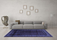 Machine Washable Persian Blue Traditional Rug, wshtr2373blu