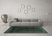 Machine Washable Persian Turquoise Traditional Area Rugs in a Living Room,, wshtr2373turq