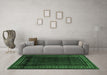 Machine Washable Persian Emerald Green Traditional Area Rugs in a Living Room,, wshtr2373emgrn