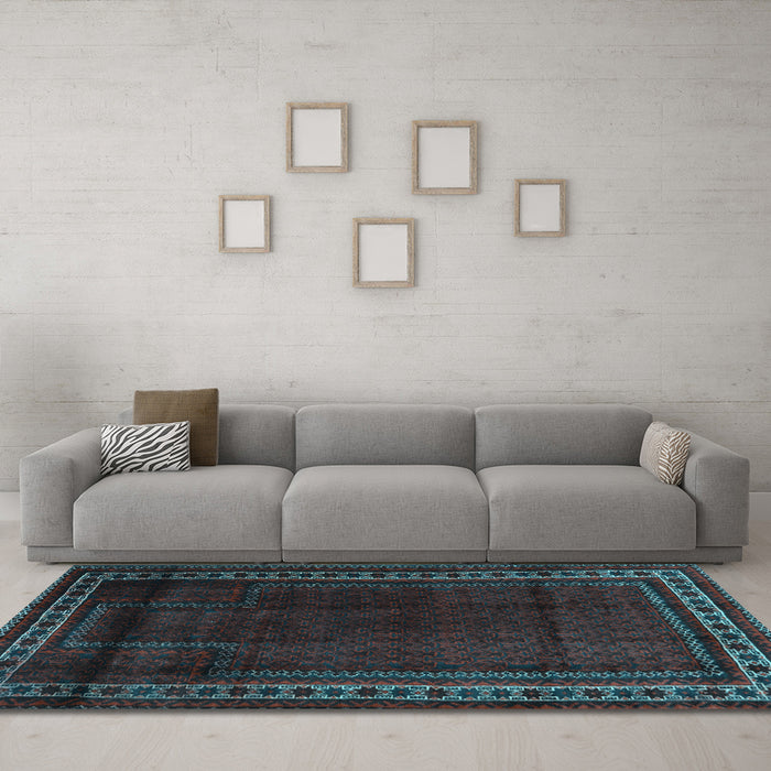 Machine Washable Persian Light Blue Traditional Rug in a Living Room, wshtr2373lblu
