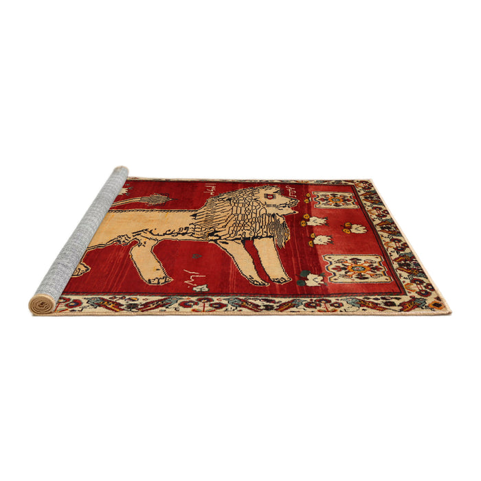 Sideview of Machine Washable Traditional Red Rug, wshtr2374