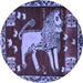 Round Animal Blue Traditional Rug, tr2374blu