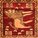 Serging Thickness of Animal Orange Traditional Rug, tr2374org