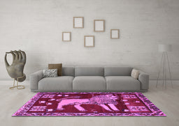 Machine Washable Animal Purple Traditional Area Rugs in a Living Room, wshtr2374pur