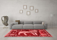 Machine Washable Animal Red Traditional Rug, wshtr2374red