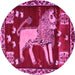 Round Animal Pink Traditional Rug, tr2374pnk