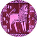 Round Machine Washable Animal Purple Traditional Area Rugs, wshtr2374pur