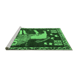 Sideview of Machine Washable Animal Emerald Green Traditional Area Rugs, wshtr2374emgrn