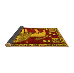 Sideview of Animal Yellow Traditional Rug, tr2374yw
