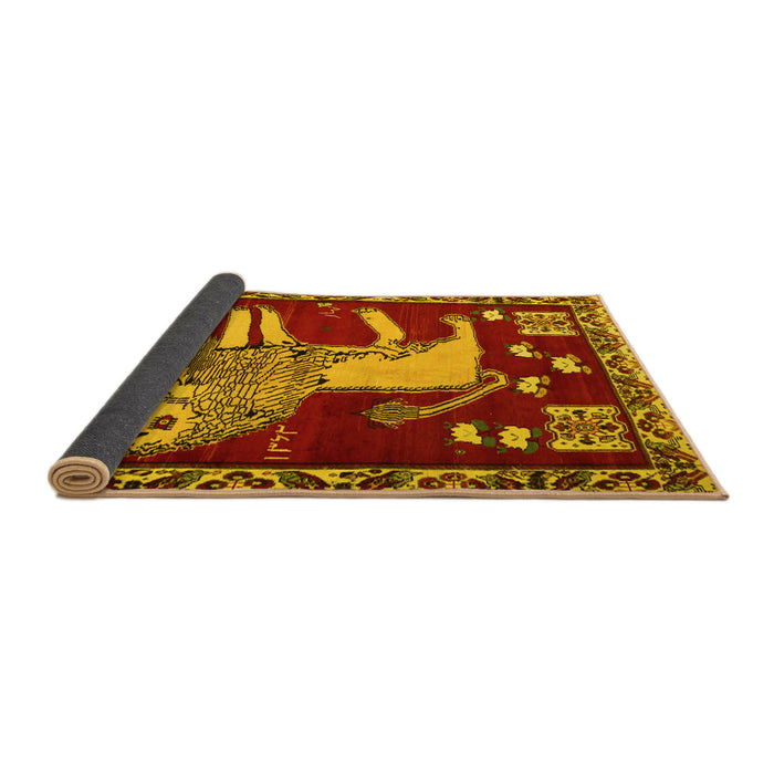 Sideview of Animal Yellow Traditional Rug, tr2374yw