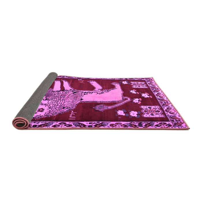 Sideview of Animal Purple Traditional Rug, tr2374pur