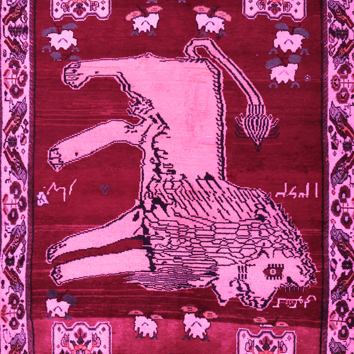 Machine Washable Animal Pink Traditional Rug, wshtr2374pnk