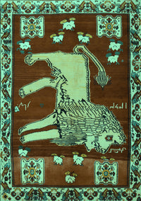 Animal Turquoise Traditional Rug, tr2374turq