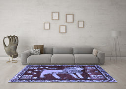 Machine Washable Animal Blue Traditional Rug in a Living Room, wshtr2374blu