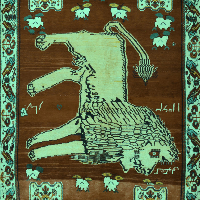 Machine Washable Animal Turquoise Traditional Area Rugs, wshtr2374turq