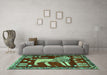 Machine Washable Animal Turquoise Traditional Area Rugs in a Living Room,, wshtr2374turq