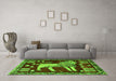 Machine Washable Animal Green Traditional Area Rugs in a Living Room,, wshtr2374grn