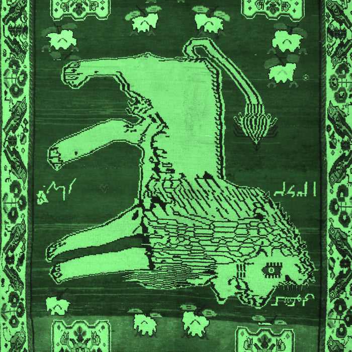 Animal Emerald Green Traditional Rug, tr2374emgrn