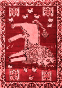 Animal Red Traditional Rug, tr2374red