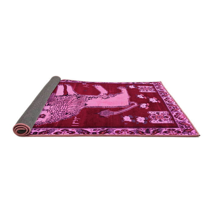 Sideview of Animal Pink Traditional Rug, tr2374pnk