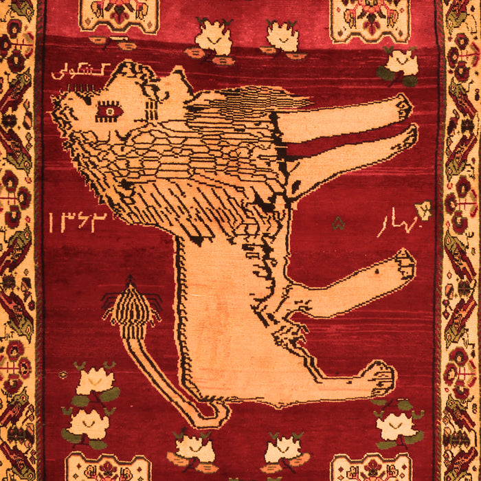 Animal Orange Traditional Rug, tr2374org