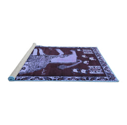 Sideview of Machine Washable Animal Blue Traditional Rug, wshtr2374blu