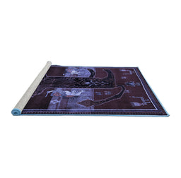 Sideview of Machine Washable Animal Blue Traditional Rug, wshtr2375blu