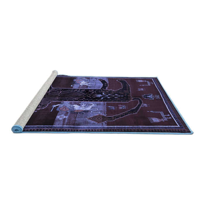 Sideview of Machine Washable Animal Blue Traditional Rug, wshtr2375blu