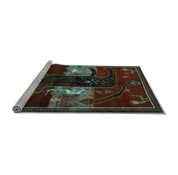 Sideview of Machine Washable Animal Light Blue Traditional Rug, wshtr2375lblu