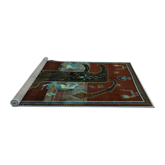 Sideview of Machine Washable Animal Light Blue Traditional Rug, wshtr2375lblu