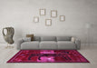 Machine Washable Animal Pink Traditional Rug in a Living Room, wshtr2375pnk