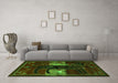 Machine Washable Animal Green Traditional Area Rugs in a Living Room,, wshtr2375grn