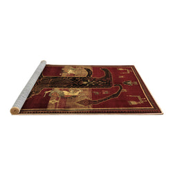 Sideview of Machine Washable Animal Brown Traditional Rug, wshtr2375brn