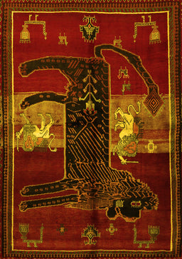 Animal Yellow Traditional Rug, tr2375yw