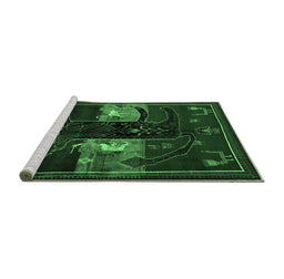 Sideview of Machine Washable Animal Emerald Green Traditional Area Rugs, wshtr2375emgrn