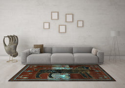 Machine Washable Animal Light Blue Traditional Rug in a Living Room, wshtr2375lblu