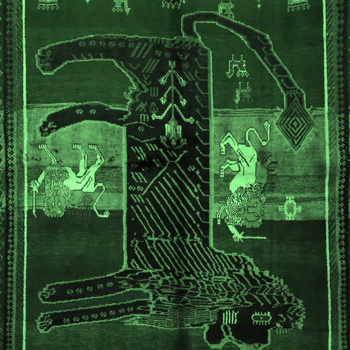 Machine Washable Animal Emerald Green Traditional Area Rugs, wshtr2375emgrn