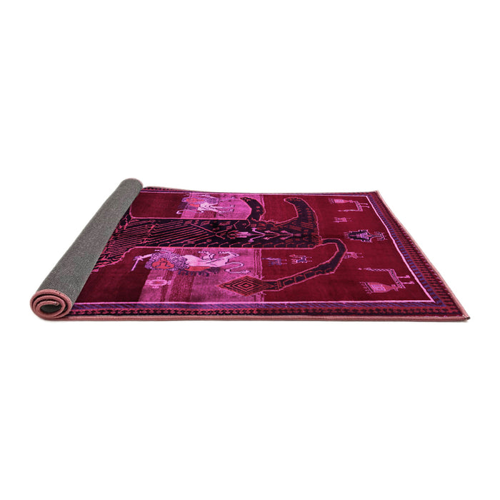 Sideview of Animal Pink Traditional Rug, tr2375pnk