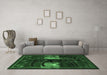 Machine Washable Animal Emerald Green Traditional Area Rugs in a Living Room,, wshtr2375emgrn