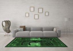 Machine Washable Animal Emerald Green Traditional Area Rugs in a Living Room,, wshtr2375emgrn